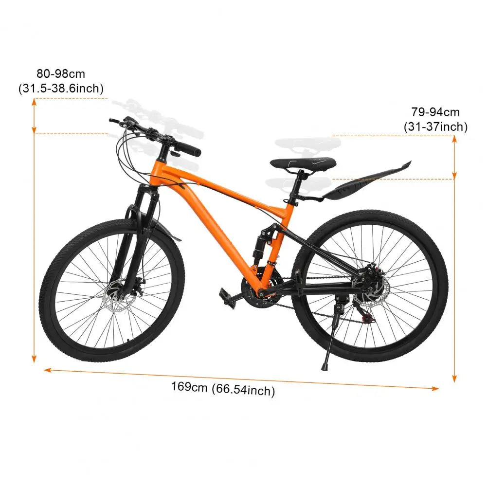 26 Inch Youth Adult Mountain Bike, Men Women MTB With 24 Speed Trigger Shifters, Aluminum Frame, Dual Suspension