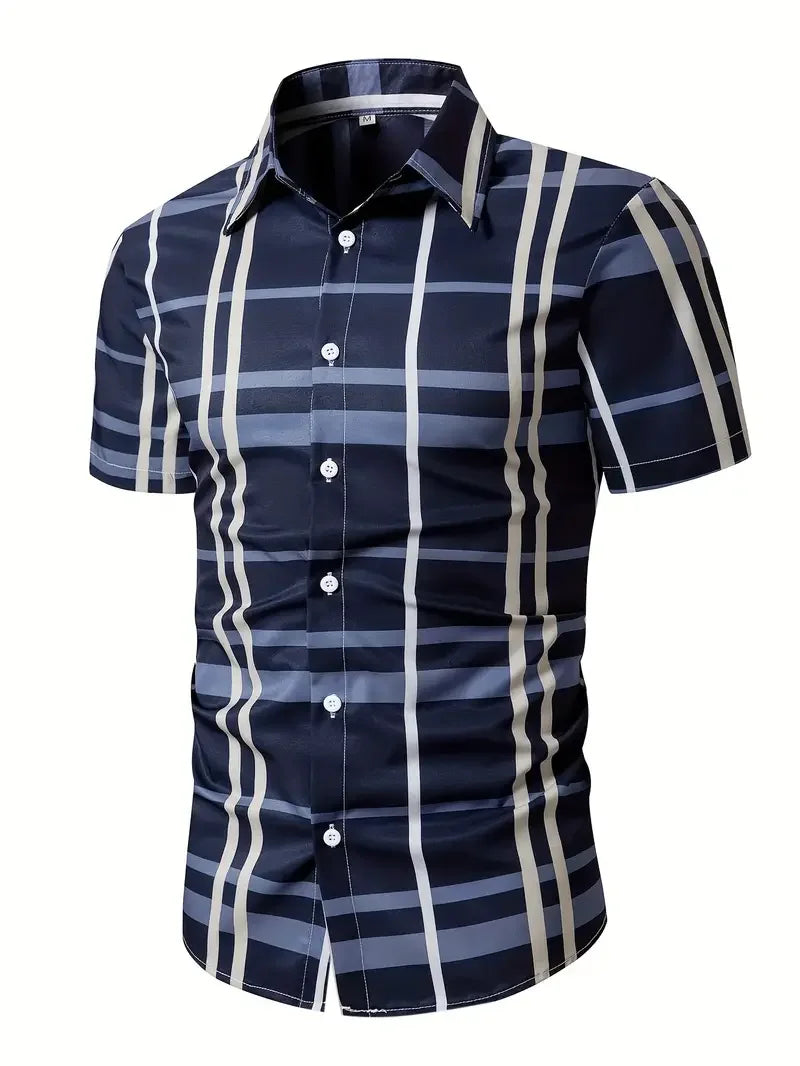 Men's Shirt Plaid Lapel Short Sleeve Shirt Multicolour Outdoor Street Short Sleeve Printed Clothing Fashion Designer Leisurewear