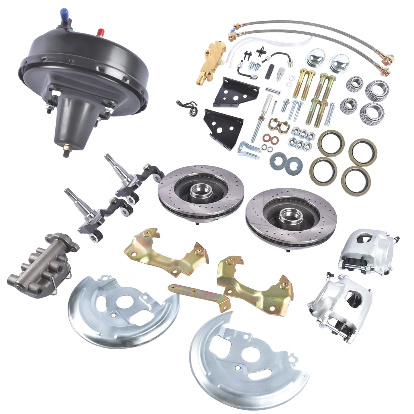 AP02 GM 4 Wheel Disc Brake Conversion Kit with Drilled and Slotted Rotors
