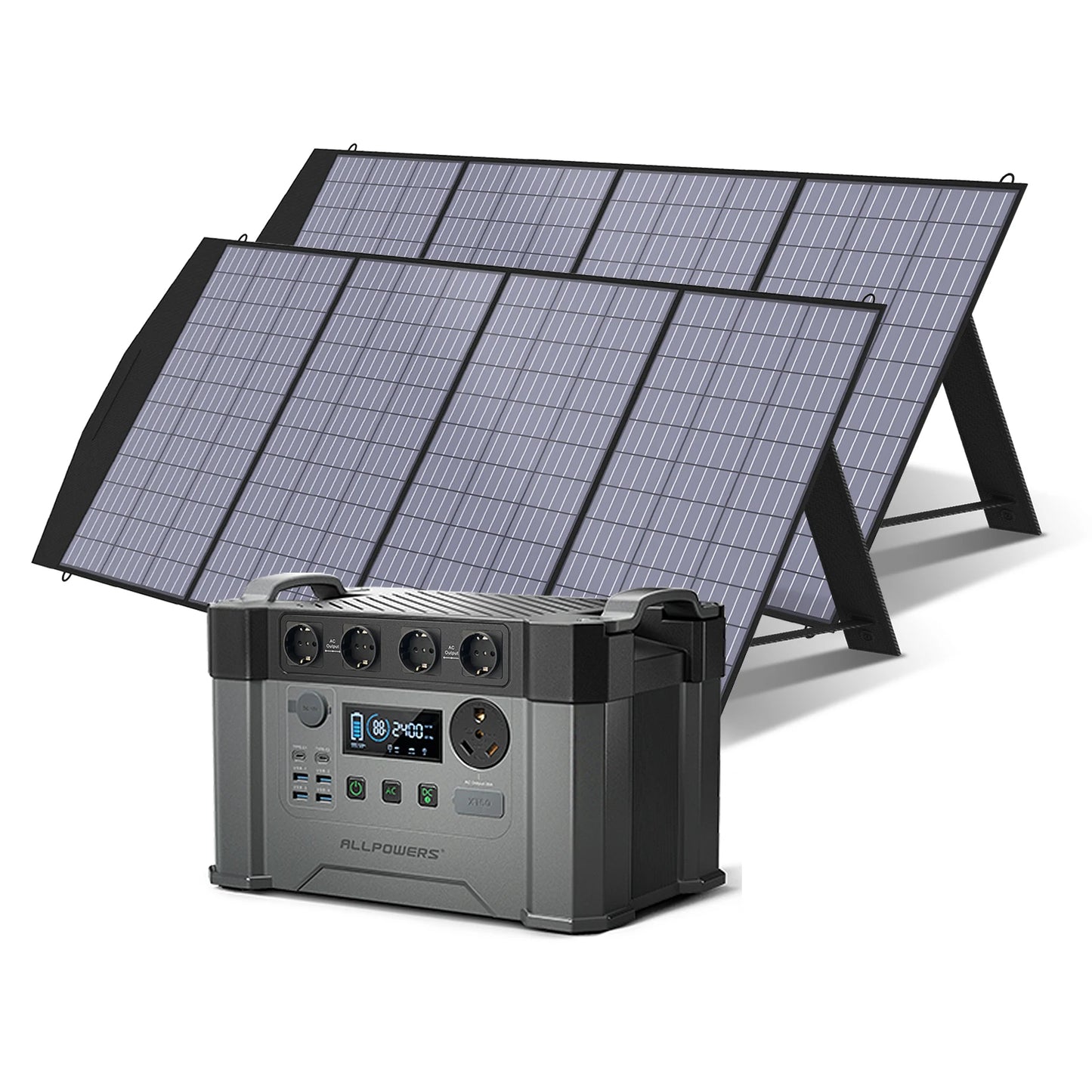 ALLPOWERS S2000 Pro Outdoor Generator 2400W MPPT Portable Power Station with 4X100W Folable Solar Panels for RV Camping, Home