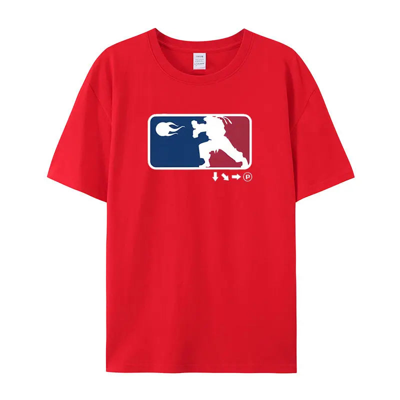 2025 Summer Cotton Crew Neck T-Shirt Game Street Fighter Short Sleeve Loose and Versatile for Men and Women