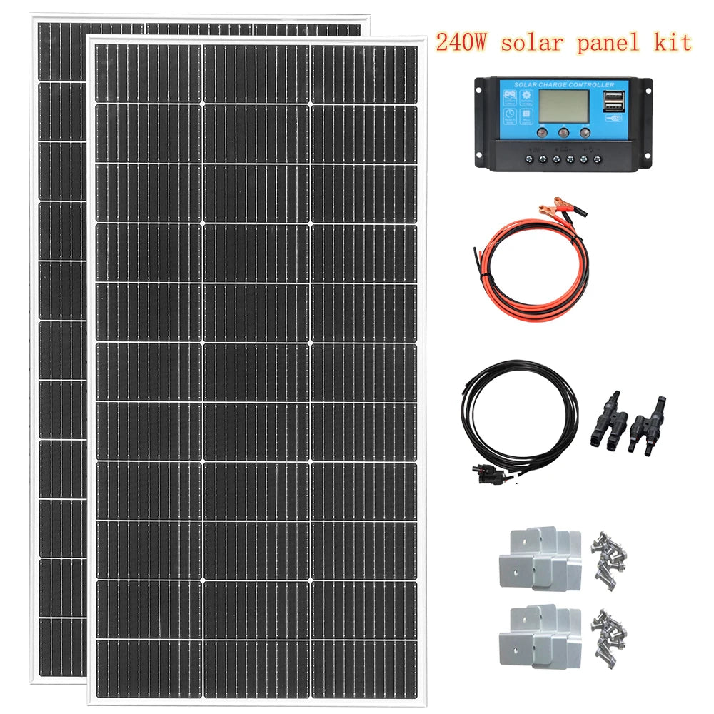Rigid Solar Panel Battery charger 600W 480W 240W 120W Photovoltaic module outdoor lamp Rechargeable Generator garden RV Camping