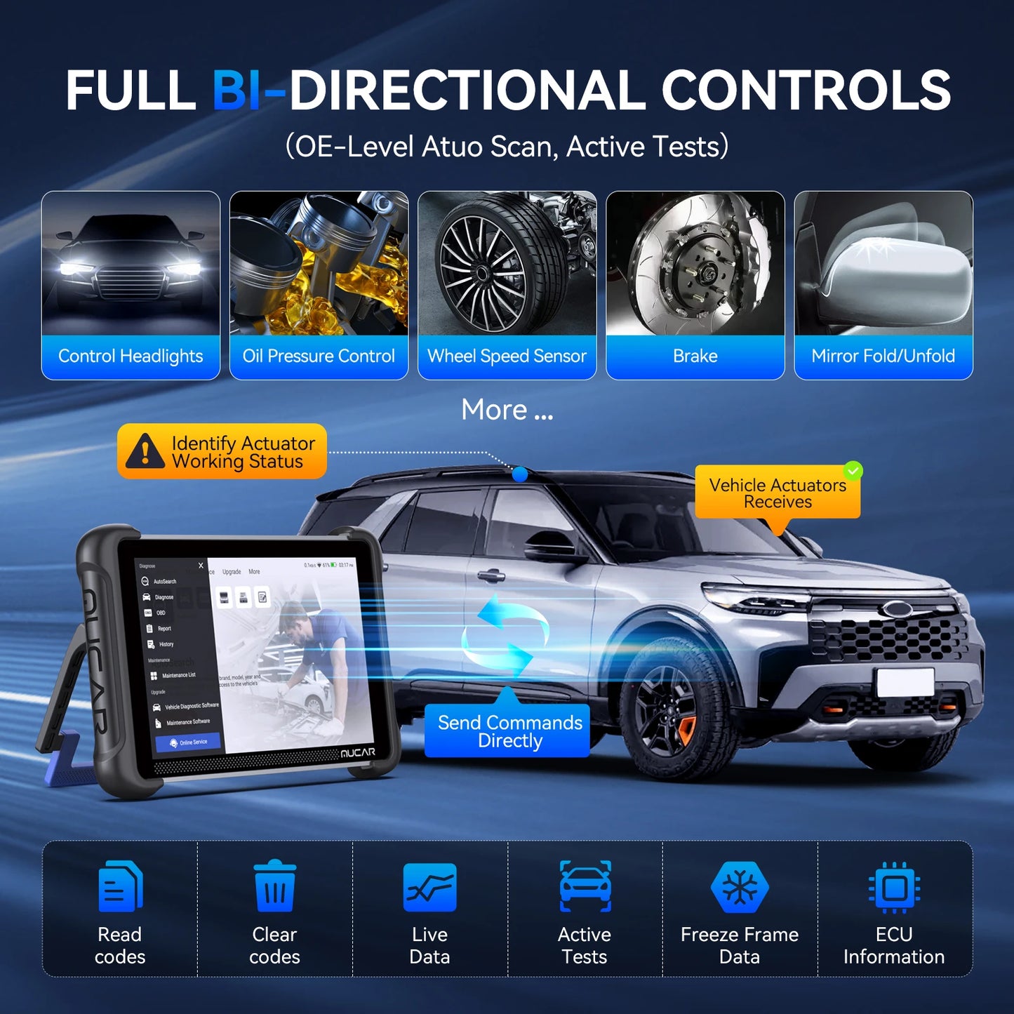 MUCAR 892BT OBD2 Scanner Bi-Directional Diagnostic Tool with Free Lifetime Updates