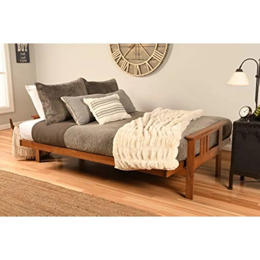 Kodiak Furniture Monterey Futon Set, No Drawers, with Barbados Base and Suede Grey Mattress