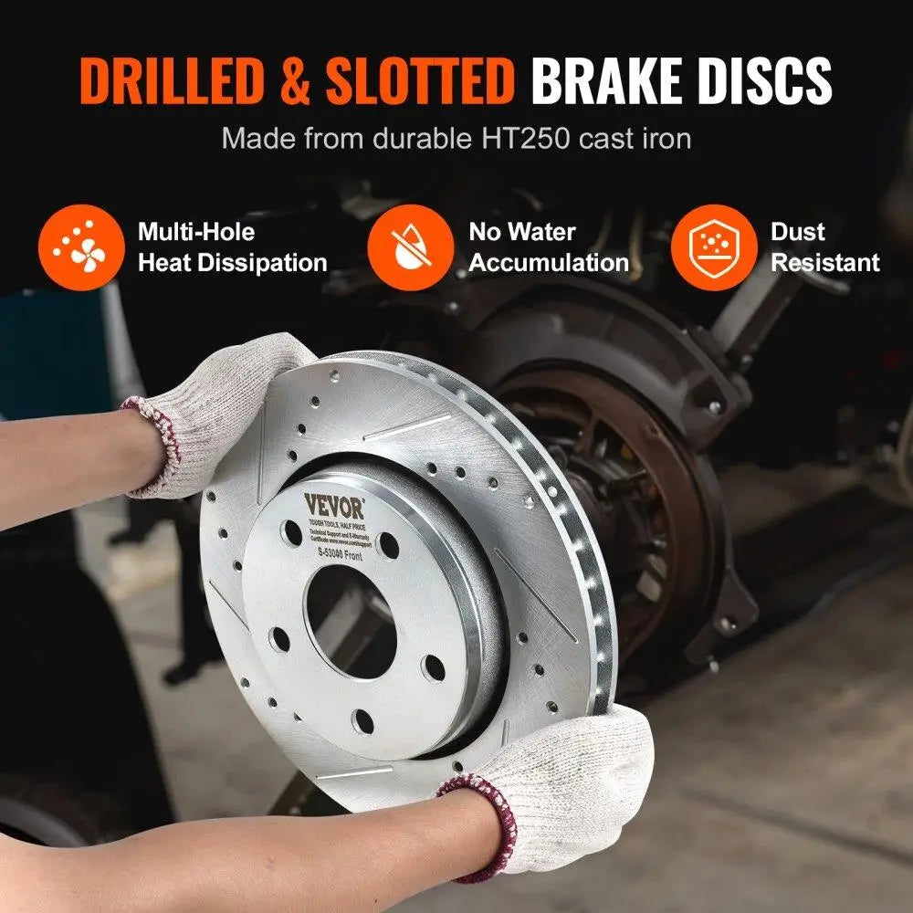 Drilled Slotted Front&Rear Brake Rotors Pads Kit for 07 -2017 Jeep wrangler