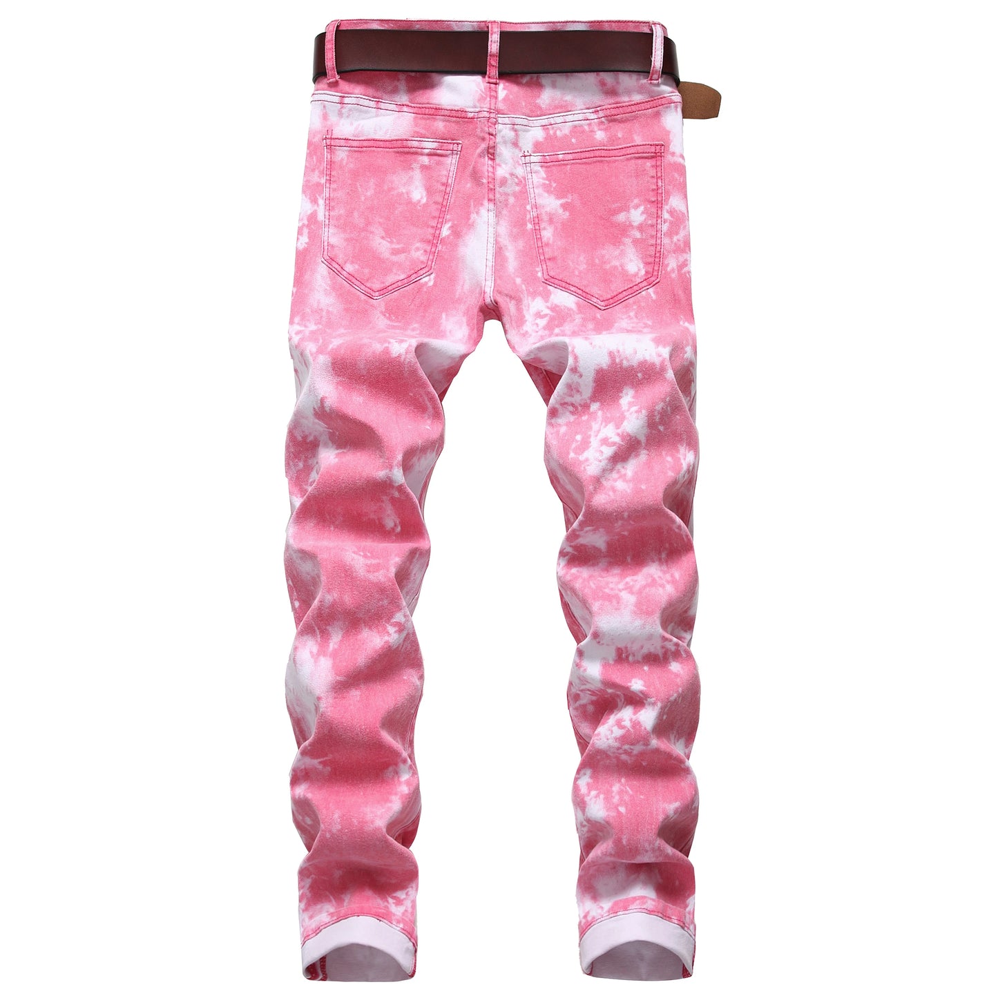 Peony Color Print Men's Stretch Skinny Jeans Premium Slim Fit Fashion Design Jeans 813-5