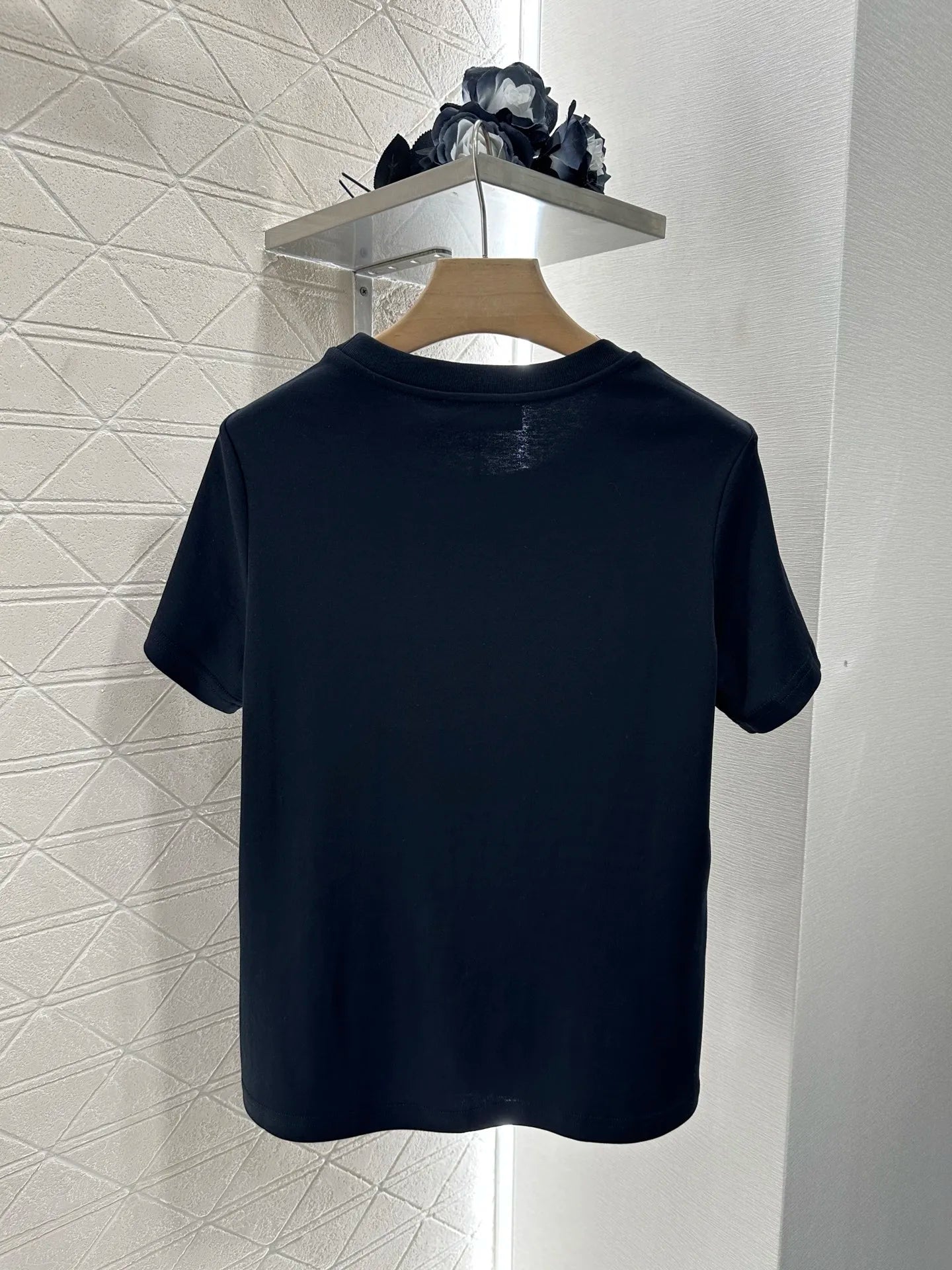 25 Spring/Summer New Women's Fashion High End Quality Round Neck Color blocked Knitted Short T-shirt for Women's Loose Top