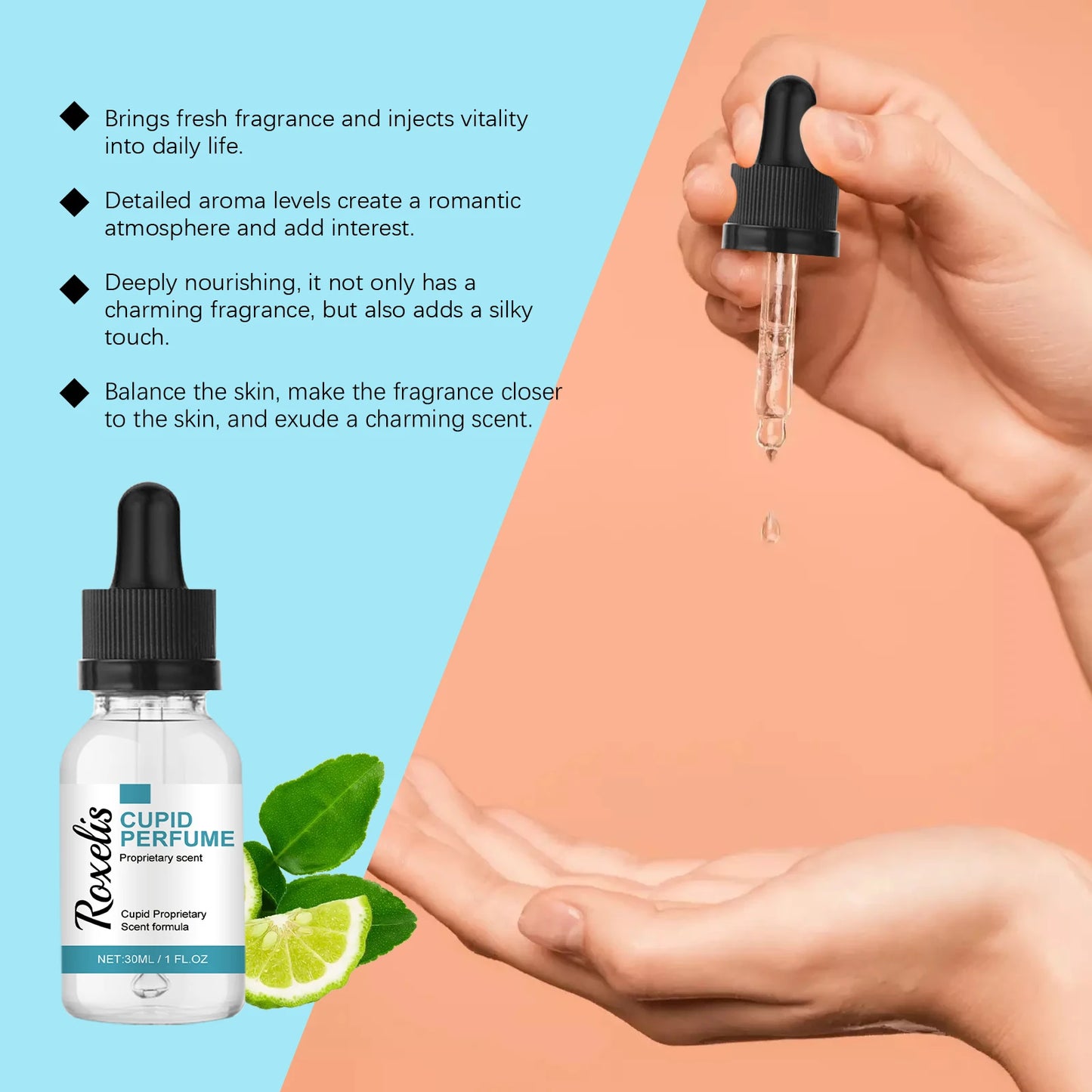 Roxelis 50ml Cupid Cologne Charming Perfume Series Lasting Pheromone Fragrance Light Scent Flirting Refreshing Air Aroma Spray