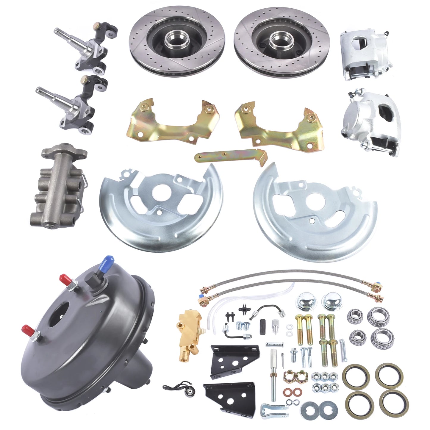 AP02 GM 4 Wheel Disc Brake Conversion Kit with Drilled and Slotted Rotors