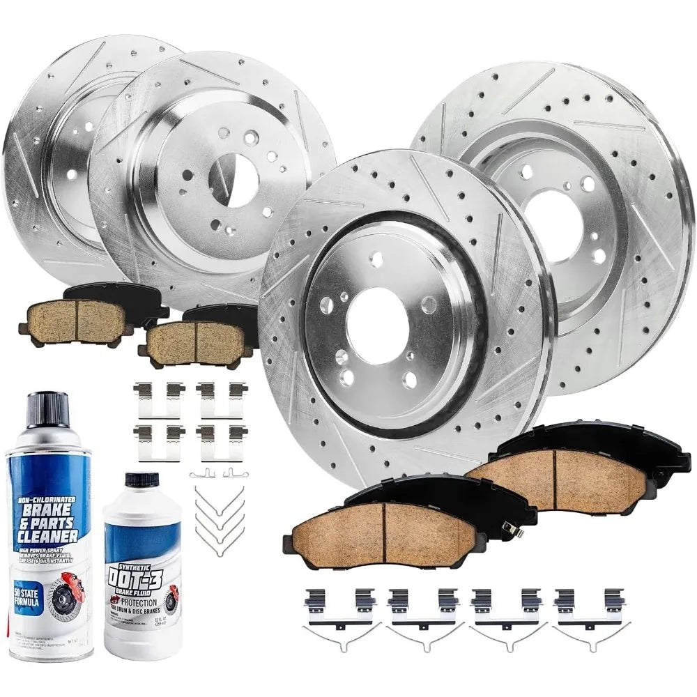 10 Piece Brake Kit for Acura MDX 2014 2015 2016 Drilled Slotted Rotors Pads