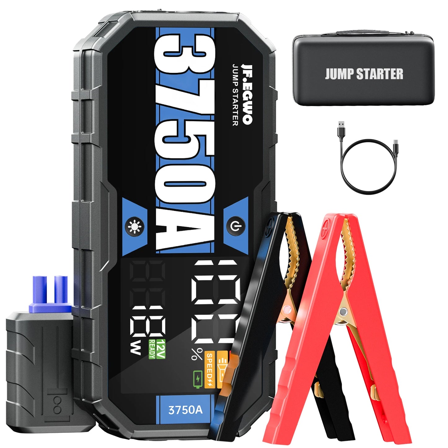 Car 6250A 30000mAh Portable 12V Jump Starter Power Bank and Battery Charger