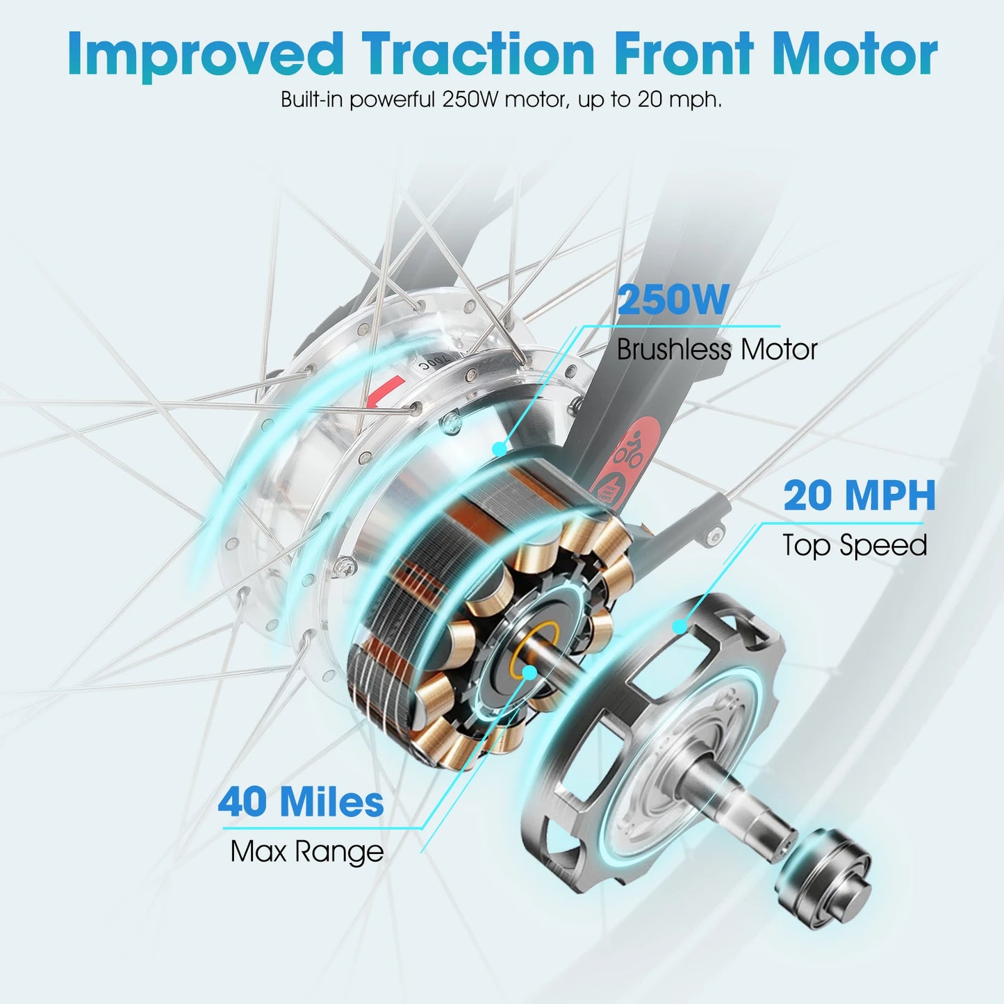 HILAND Adult electric road bike, detachable lithium battery, commuting electric bike，36V，7.8AH, 250W Motor,LCD Display, 20 MPH