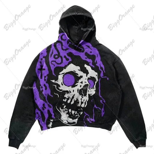 Harajuku Hand touch printing Hoodie Oversized Streetwear Tops Sweatshirt Y2k Clothes Gothic Grunge Hoodies  Men Clothing