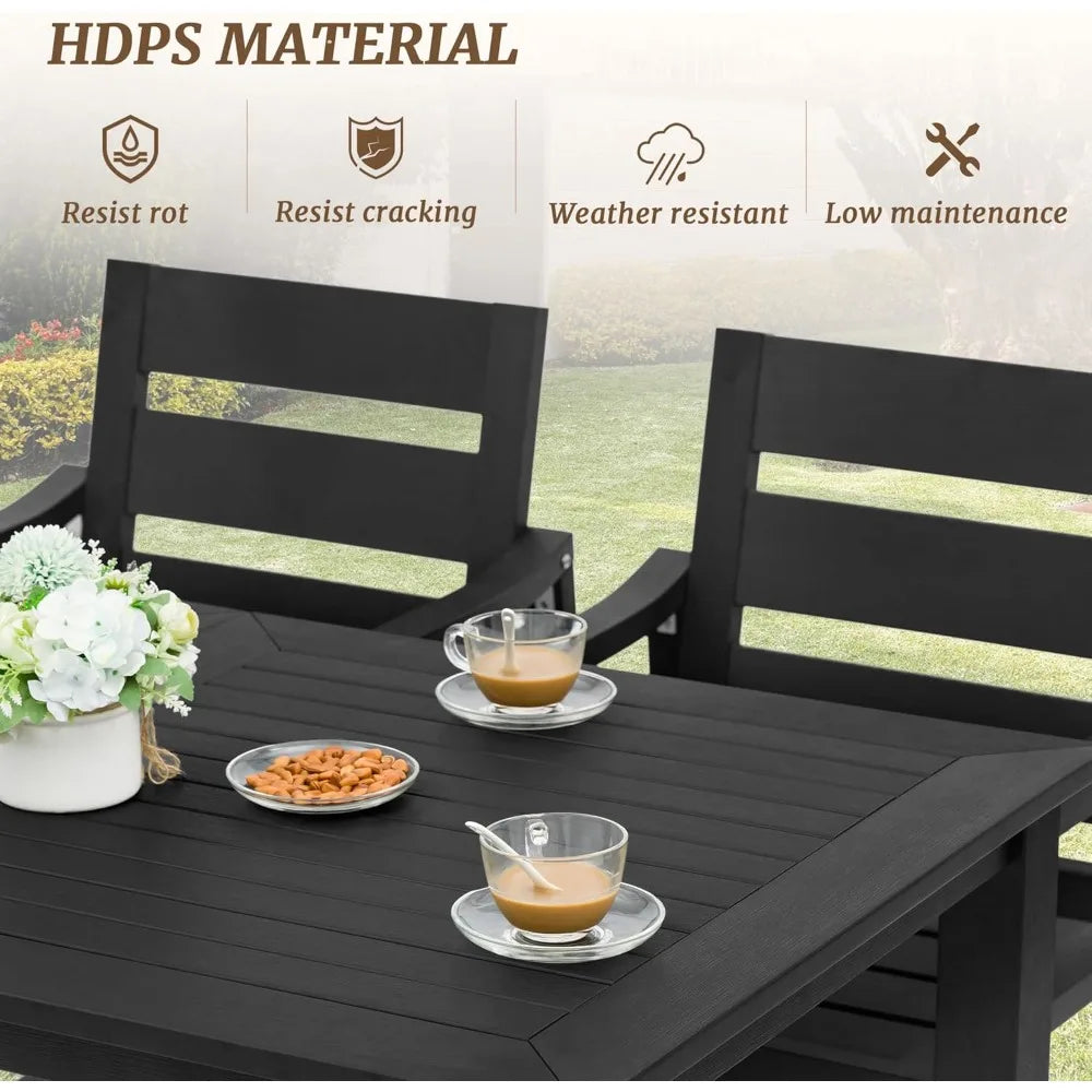 Patio Table and Chairs Set, HDPS 5-Piece Outdoor Dining Set, Patio Furniture for Deck, Poolside, and Backyard, Black