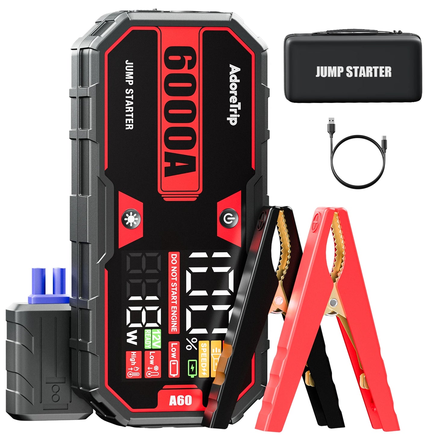 Car 6250A 30000mAh Portable 12V Jump Starter Power Bank and Battery Charger