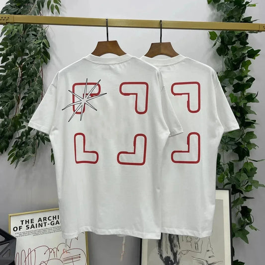 New High-end Brand Logo Print Summer Stylish Cotton Loose T-shirt Tops Crew Neck Oversize Men's Clothing Tees EU Size