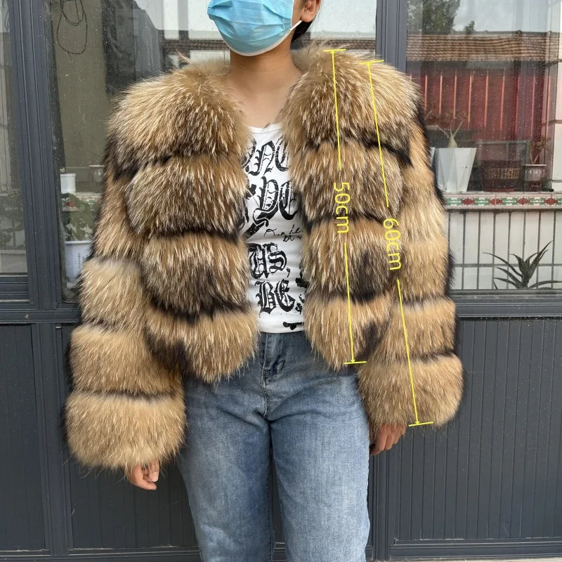 Real Raccoon Fur Coat Super Hot Winter Women Luxury ThickNatural Fox Fur Jacket Plus Size Furry Jackets Female Vest
