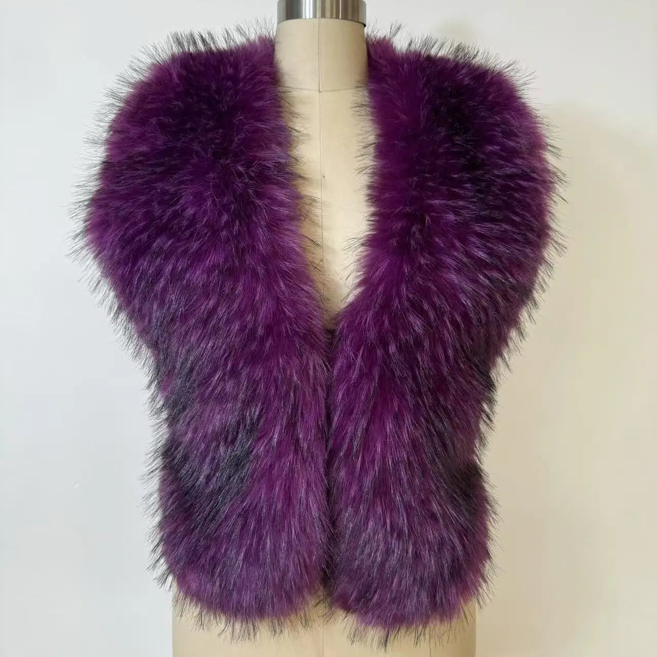 Streetwear New Faux Raccoon  Fur Vest Women Fuax Fur Halter Top vest