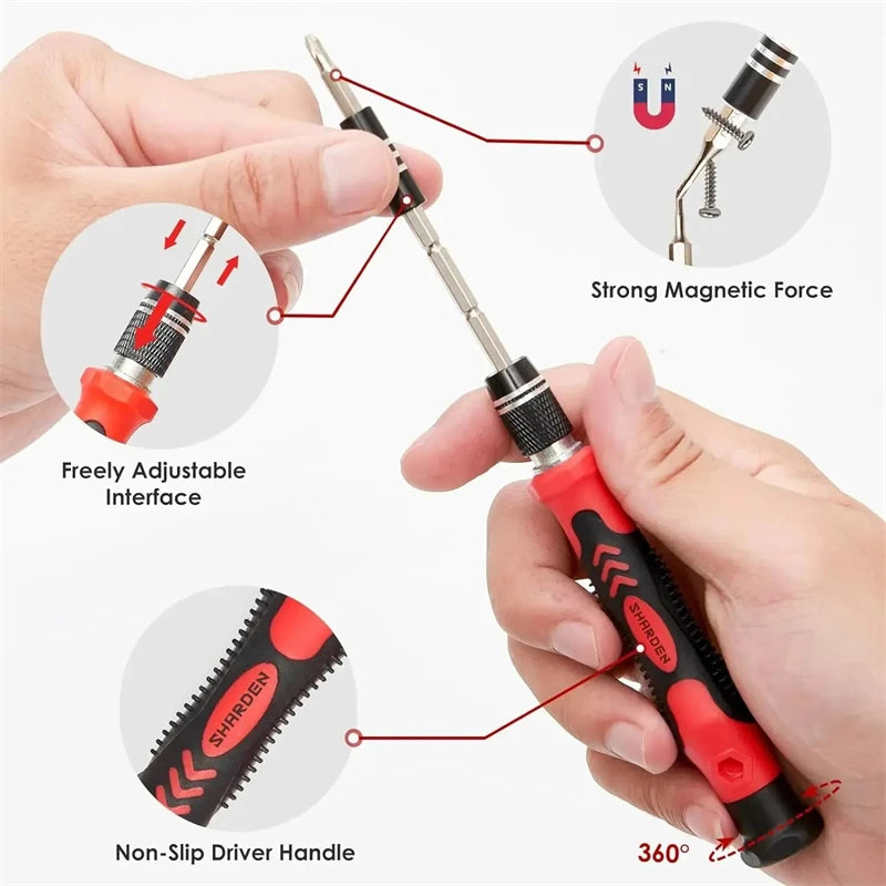 Magnetic Screwdriver Set with Torx Phillips Socket and Remover Wrench Multitool