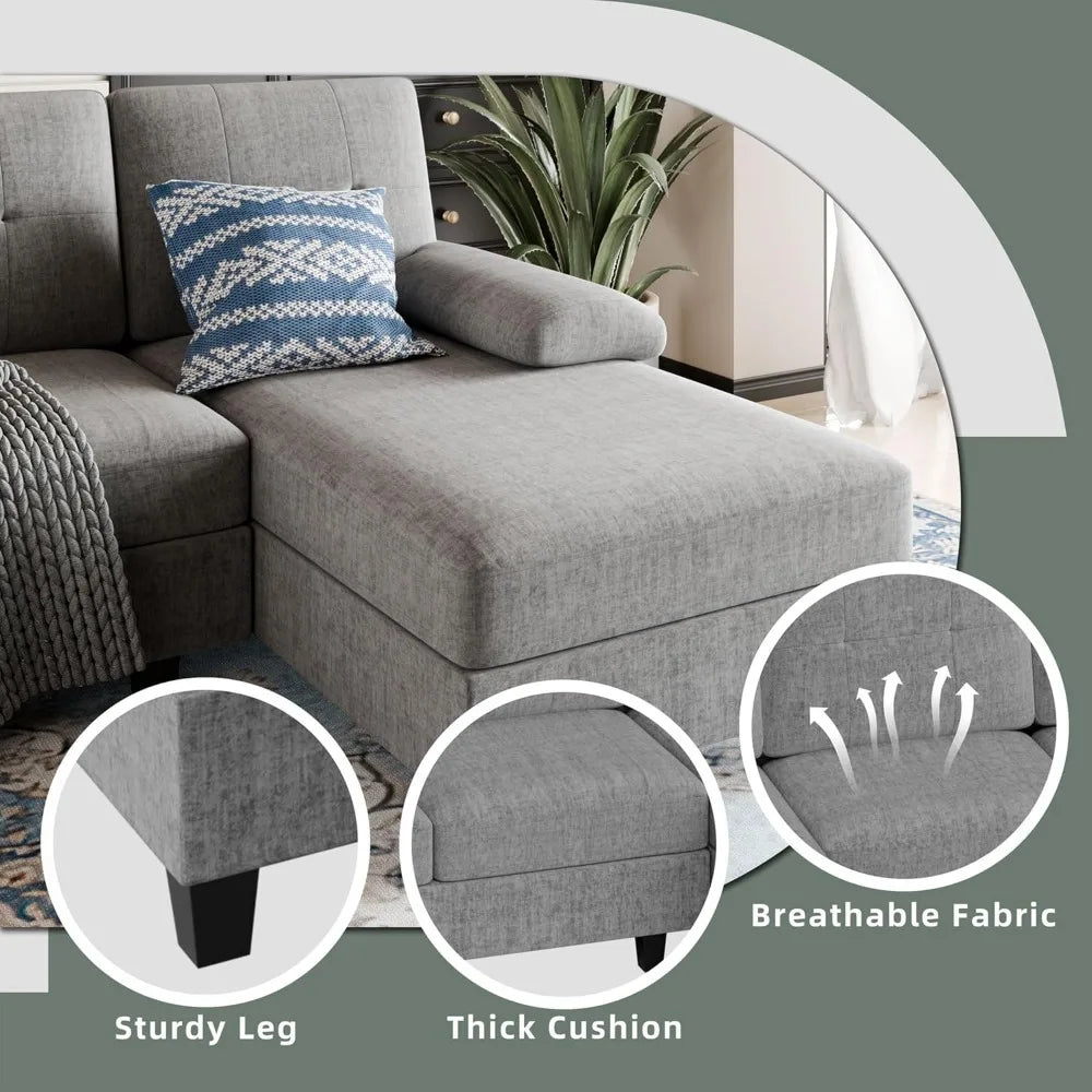 Sectional Sofas for The Living Room, U-Shaped Couch with Dual Chaise Lounge, 4-Seat Furniture Set Featuring Soft Cushions and L