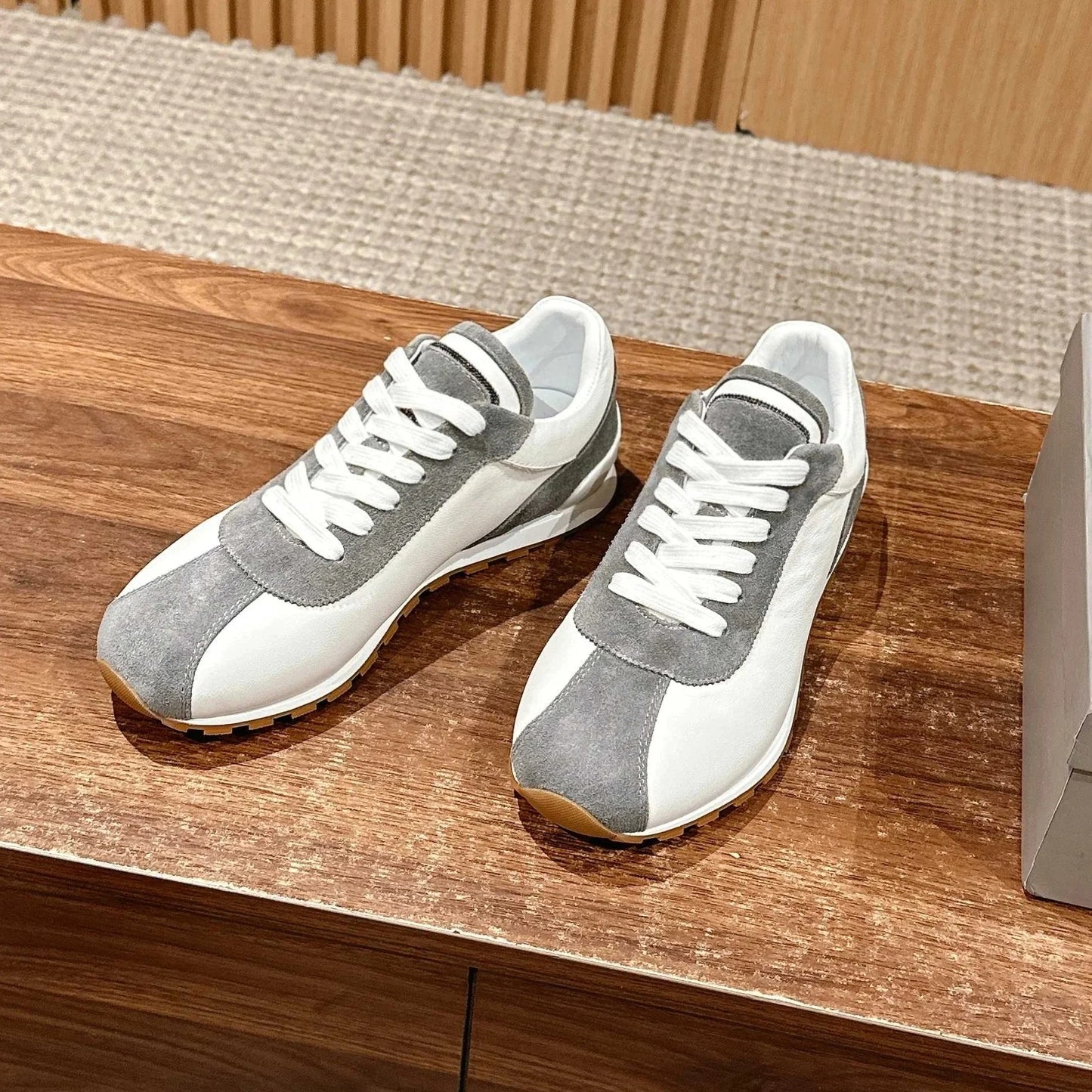 Spring Autumn Genuine Leather Round-Toe Lace-Up Tennis Shoes German Sneakers Casual Shoes Athletic Shoes Handmade Bota Feminina