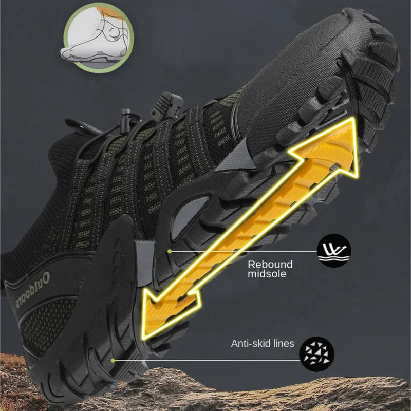 Oulylan Breathable Flying Woven Hiking Sneaker Casual Outdoor Durable Upstream Footwear Men Lightweight Anti-slip Climbing Shoes