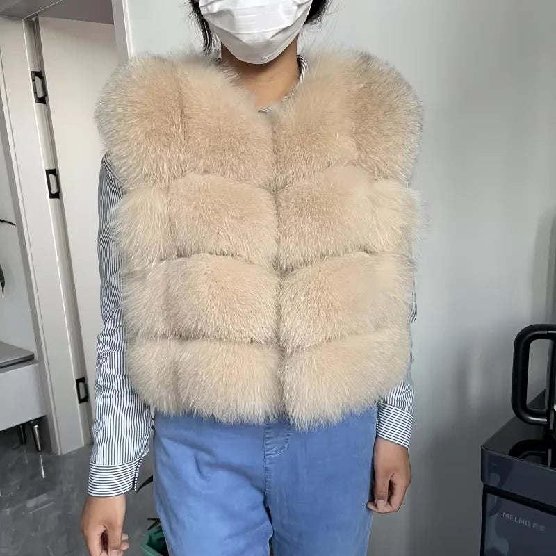 kejinyuan real fox fur raccoon fur vest Women's Natural winter warm sleeveless