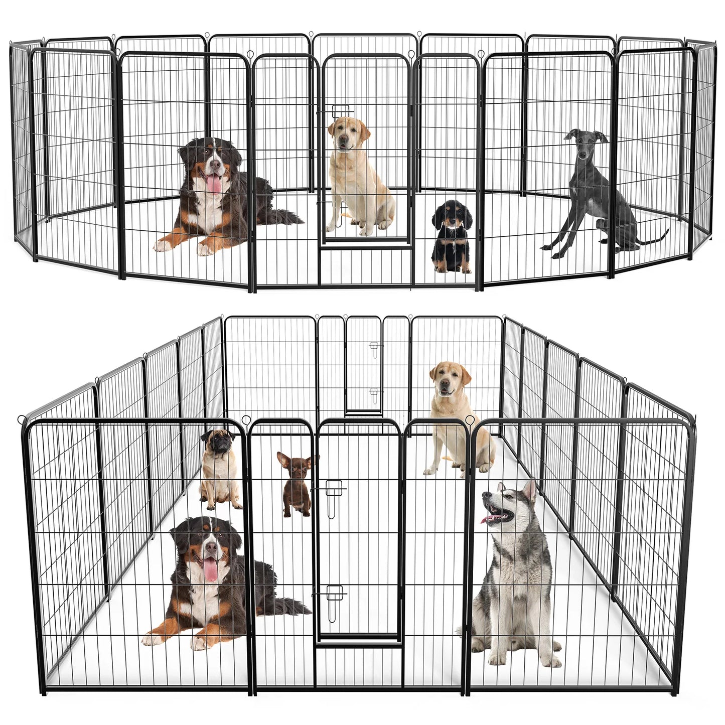 JHK 16 Panel Heavy Duty Dog Playpen Indoor Outdoor Pet Fence with Doors