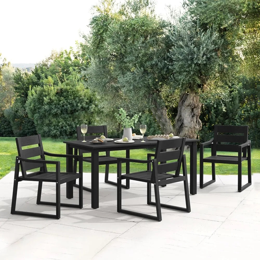 Patio Table and Chairs Set, HDPS 5-Piece Outdoor Dining Set, Patio Furniture for Deck, Poolside, and Backyard, Black