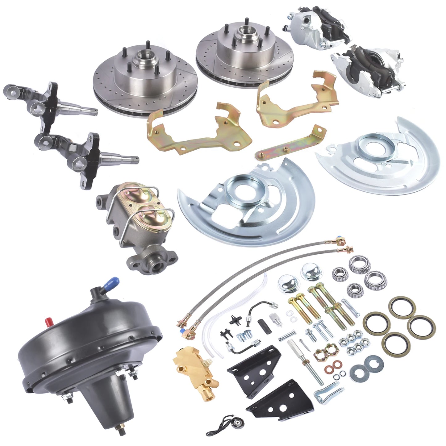 AP02 GM 4 Wheel Disc Brake Conversion Kit with Drilled and Slotted Rotors