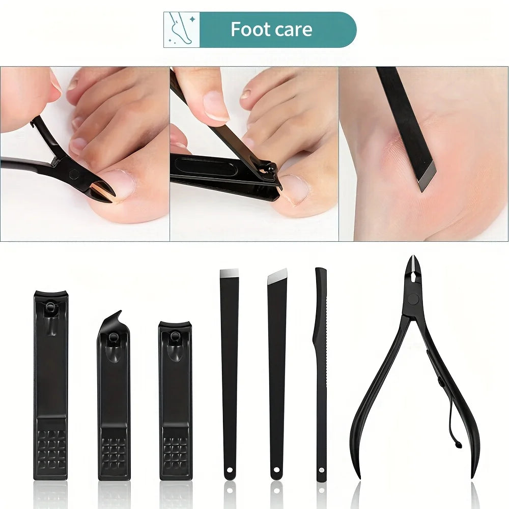 Stainless Steel Nail Clipper Set for Pedicure with Portable Travel Box