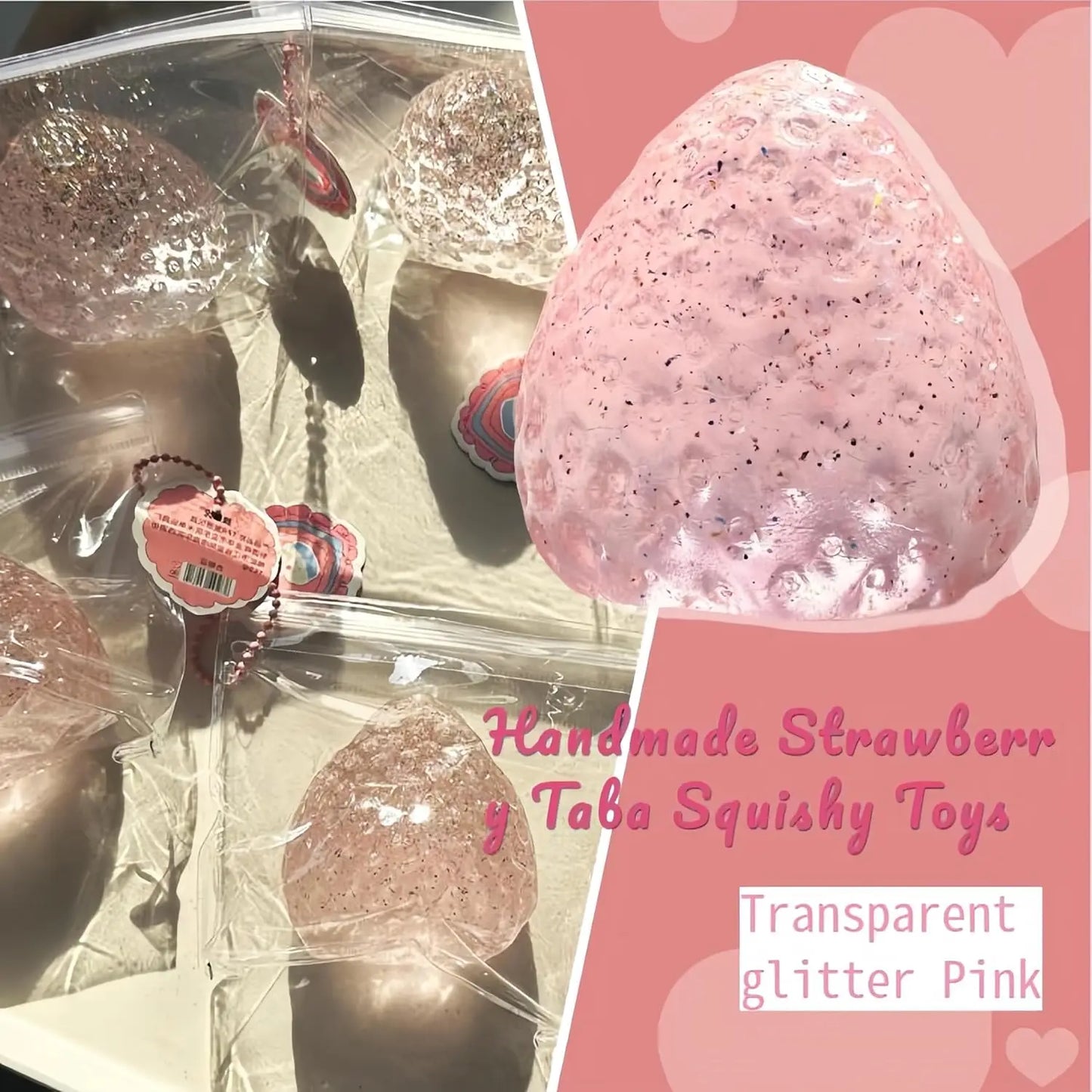 Handmade Strawberry Taba Squishy Toys, Cute Strawberry Squeeze Toys, Kawaii Strawberry Squishies Fidget Toys