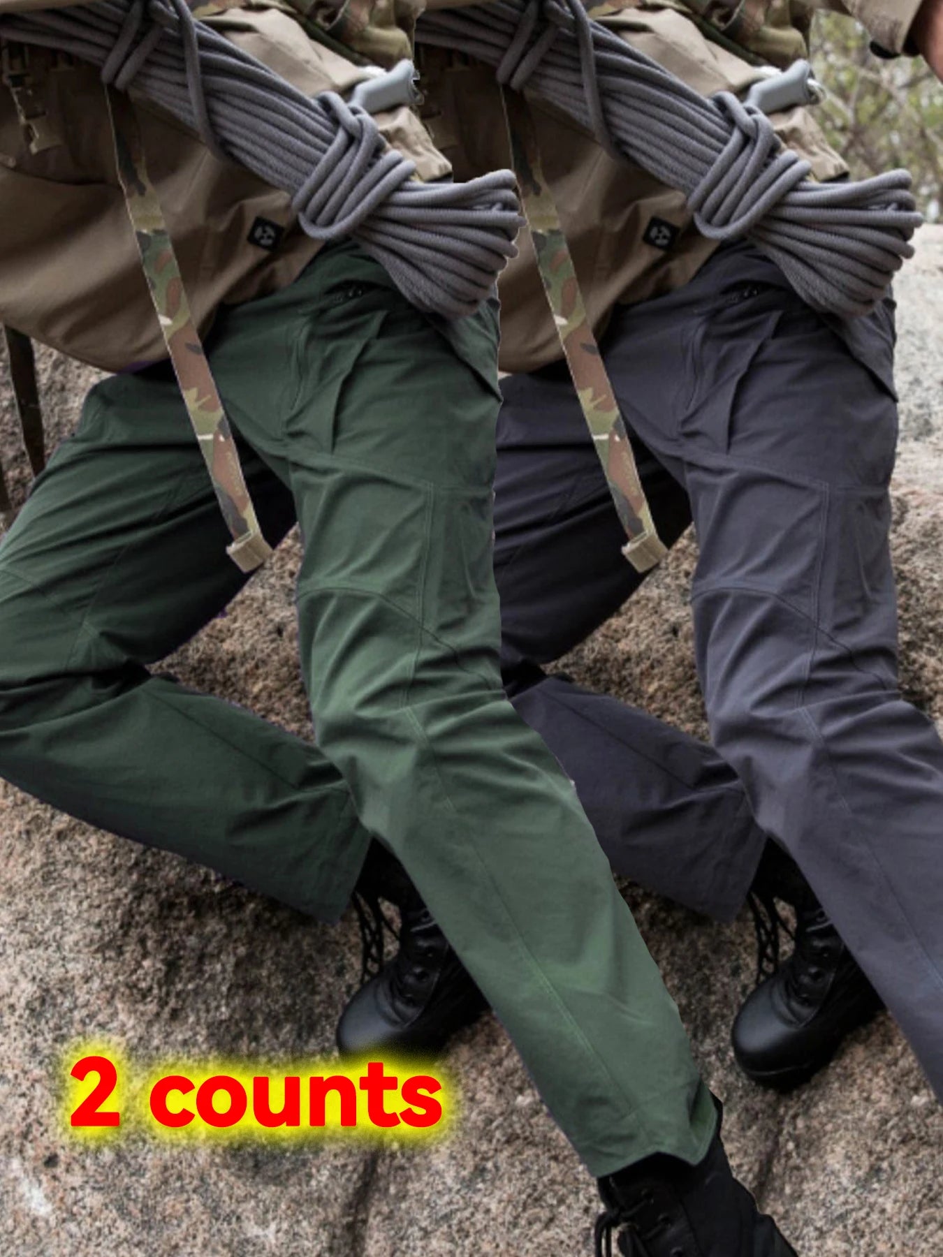 2PCS Tactical Cargo Pants Men Cotton Overalls Outdoor Work Trousers Big Size Hombre Clothing Camo Hiking Pants Multiple pockets