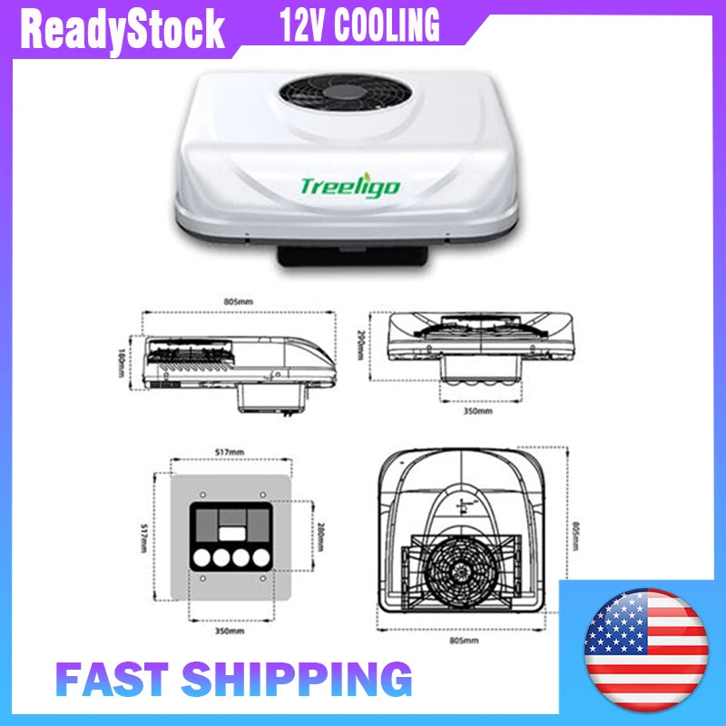 Treeligo 2025 12V RV Rooftop Air Conditioner for Truck Camper Van Motorhome