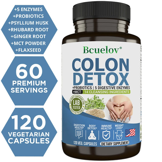 Colon Cleanser Detox Supplements - Bowel Cleansing & Probiotics - Natural Digestion, Constipation & Bowel Relief, Bowel Health