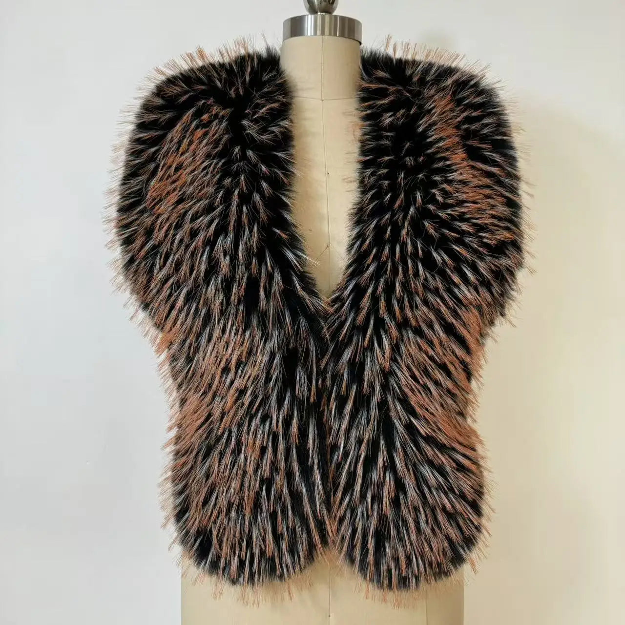 Streetwear New Faux Raccoon  Fur Vest Women Fuax Fur Halter Top vest