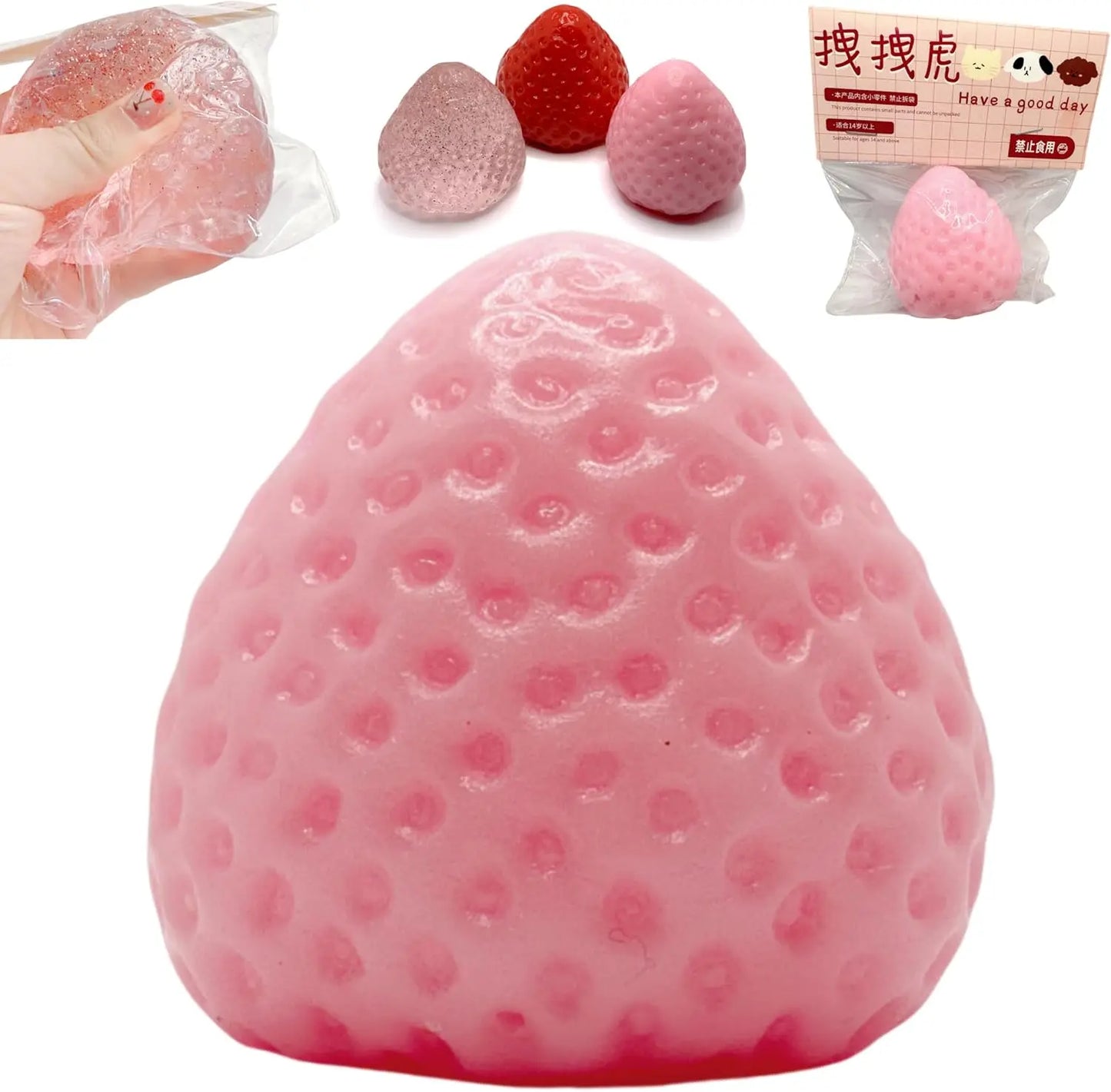 Handmade Strawberry Taba Squishy Toys, Cute Strawberry Squeeze Toys, Kawaii Strawberry Squishies Fidget Toys