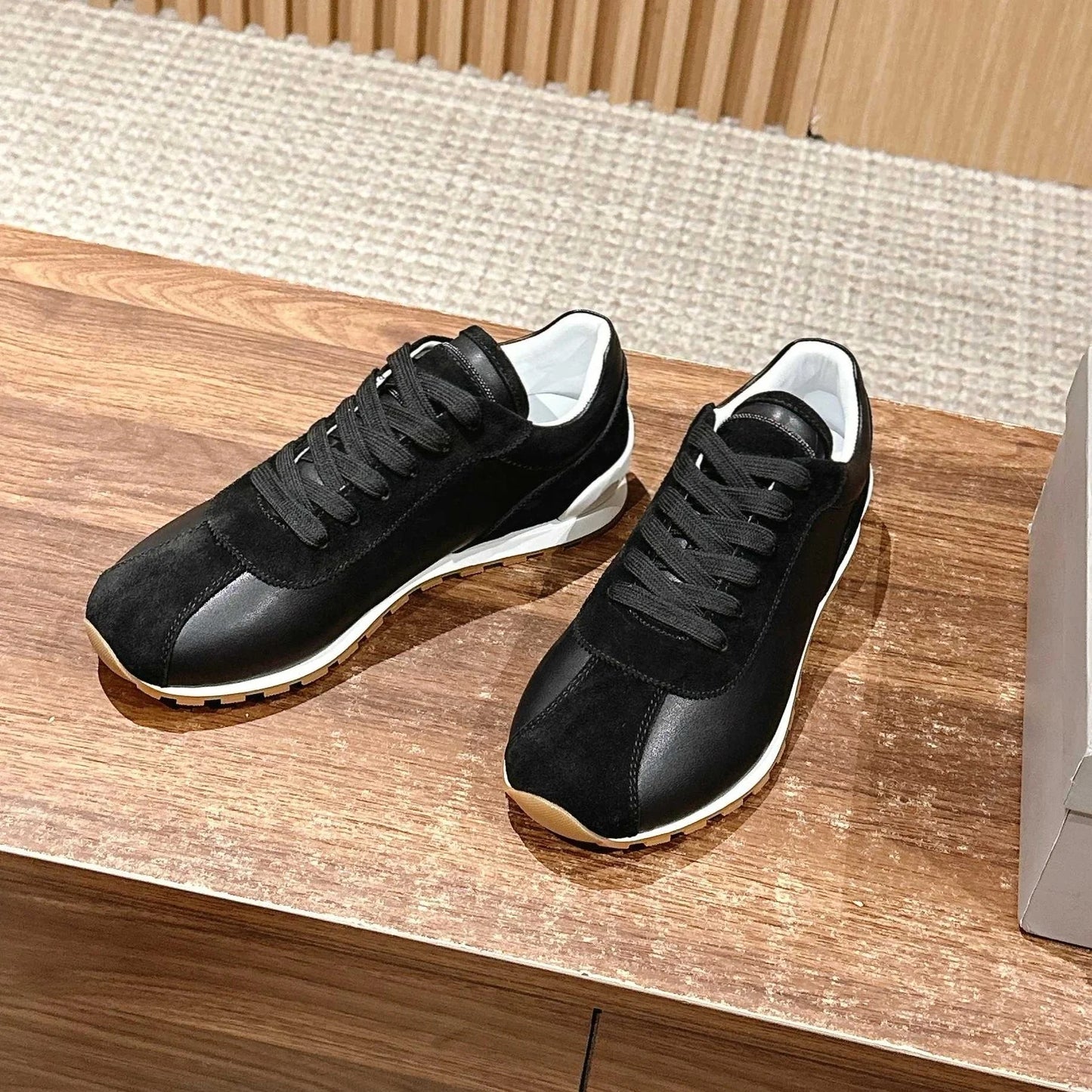 Spring Autumn Genuine Leather Round-Toe Lace-Up Tennis Shoes German Sneakers Casual Shoes Athletic Shoes Handmade Bota Feminina