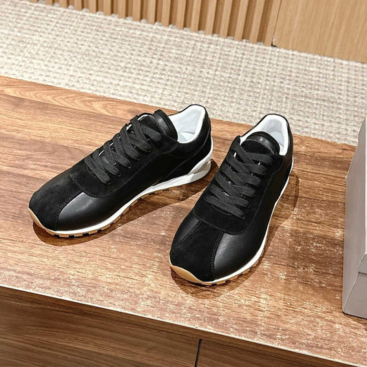 Spring Autumn Genuine Leather Round-Toe Lace-Up Tennis Shoes German Sneakers Casual Shoes Athletic Shoes Handmade Bota Feminina