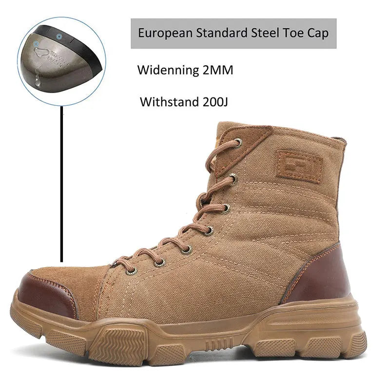 SUADEX Steel Toe Work Boots for Men Indestructible Safety Desert Shoes