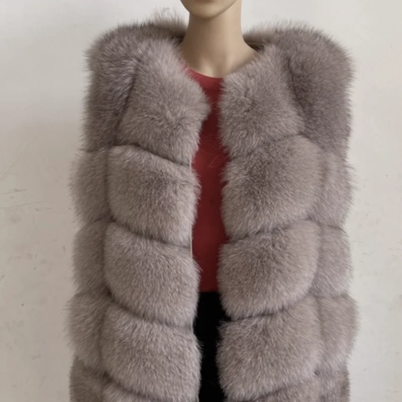kejinyuan real fox fur raccoon fur vest Women's Natural winter warm sleeveless