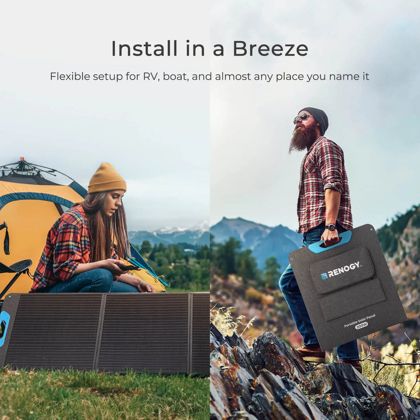 Renogy 200W Portable Solar Panel, IP65 Waterproof Foldable Solar Panel Power Backup, Solar Charger for Power Station RV Camping