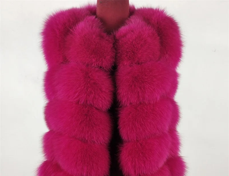 kejinyuan real fox fur raccoon fur vest Women's Natural winter warm sleeveless