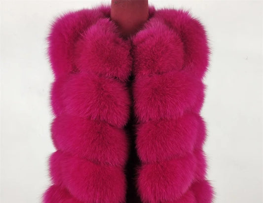 kejinyuan real fox fur raccoon fur vest Women's Natural winter warm sleeveless