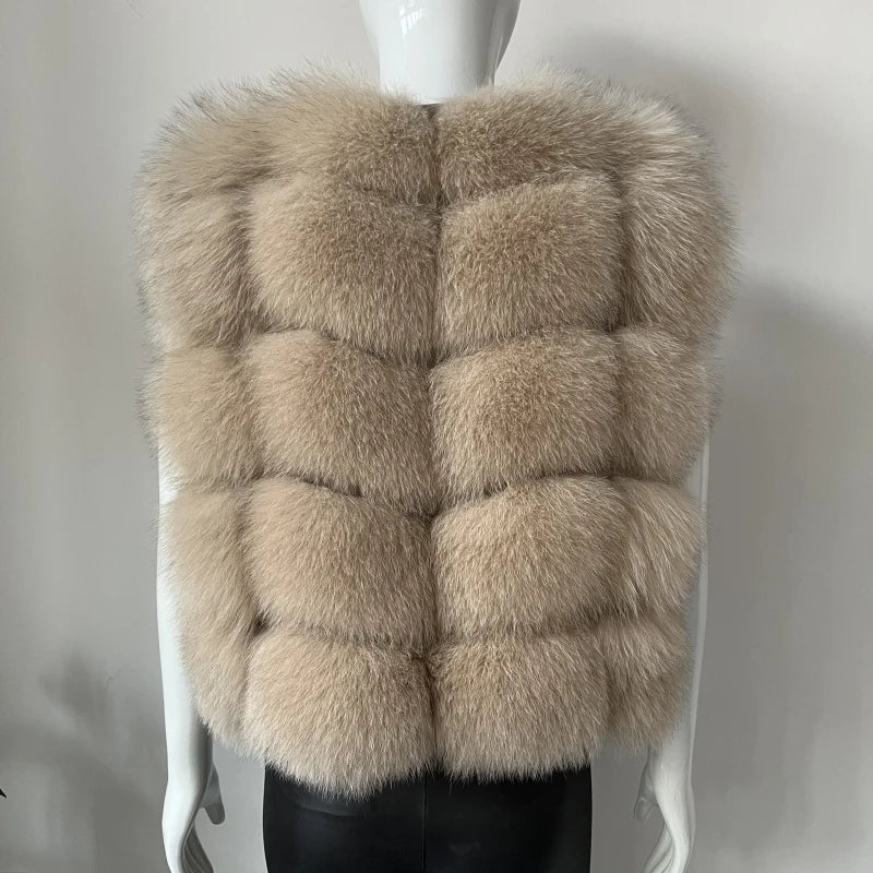 kejinyuan real fox fur raccoon fur vest Women's Natural winter warm sleeveless