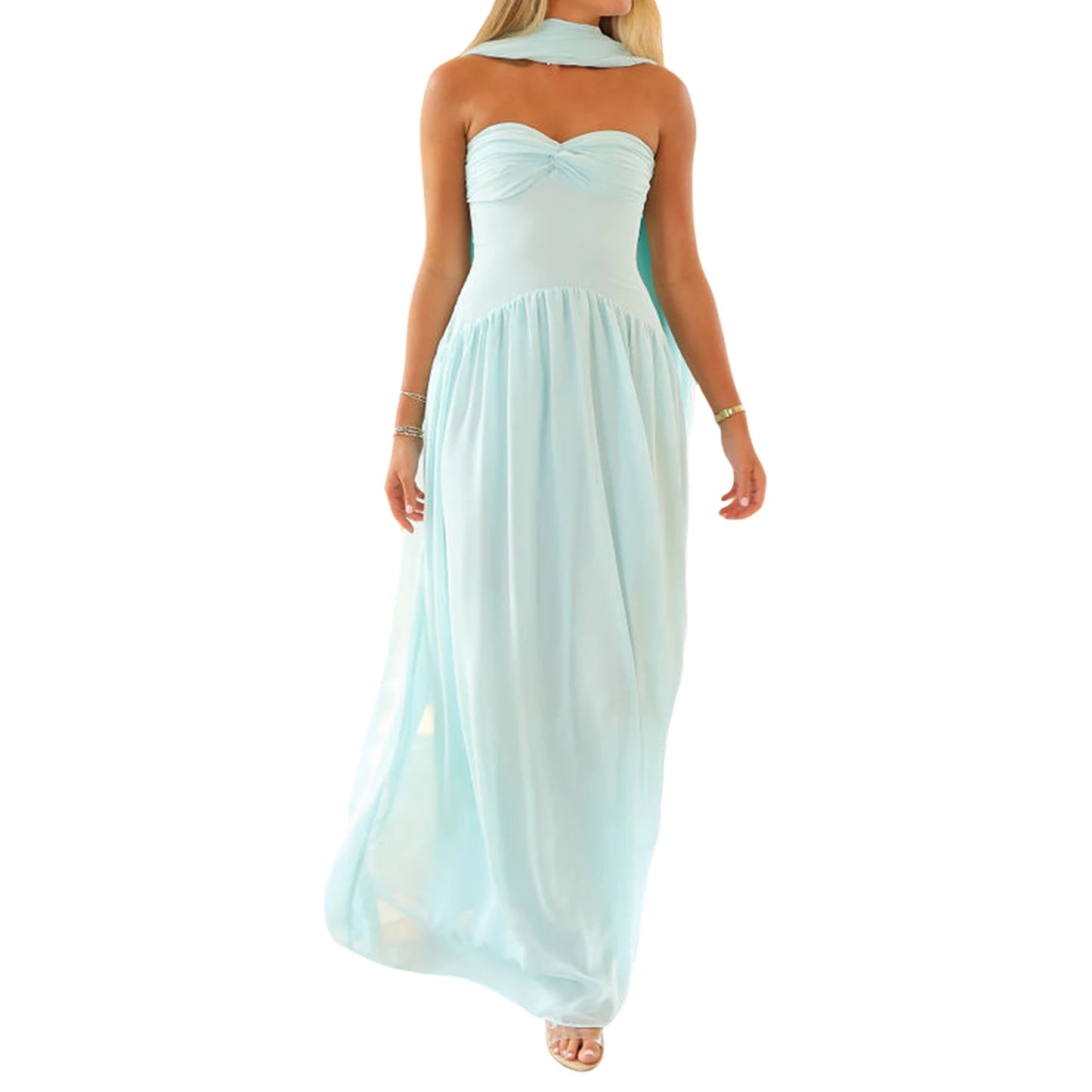 Elegant Maxi Dress with Off-Shoulder Design and Matching Belt for Women s Summer Fashion Statement