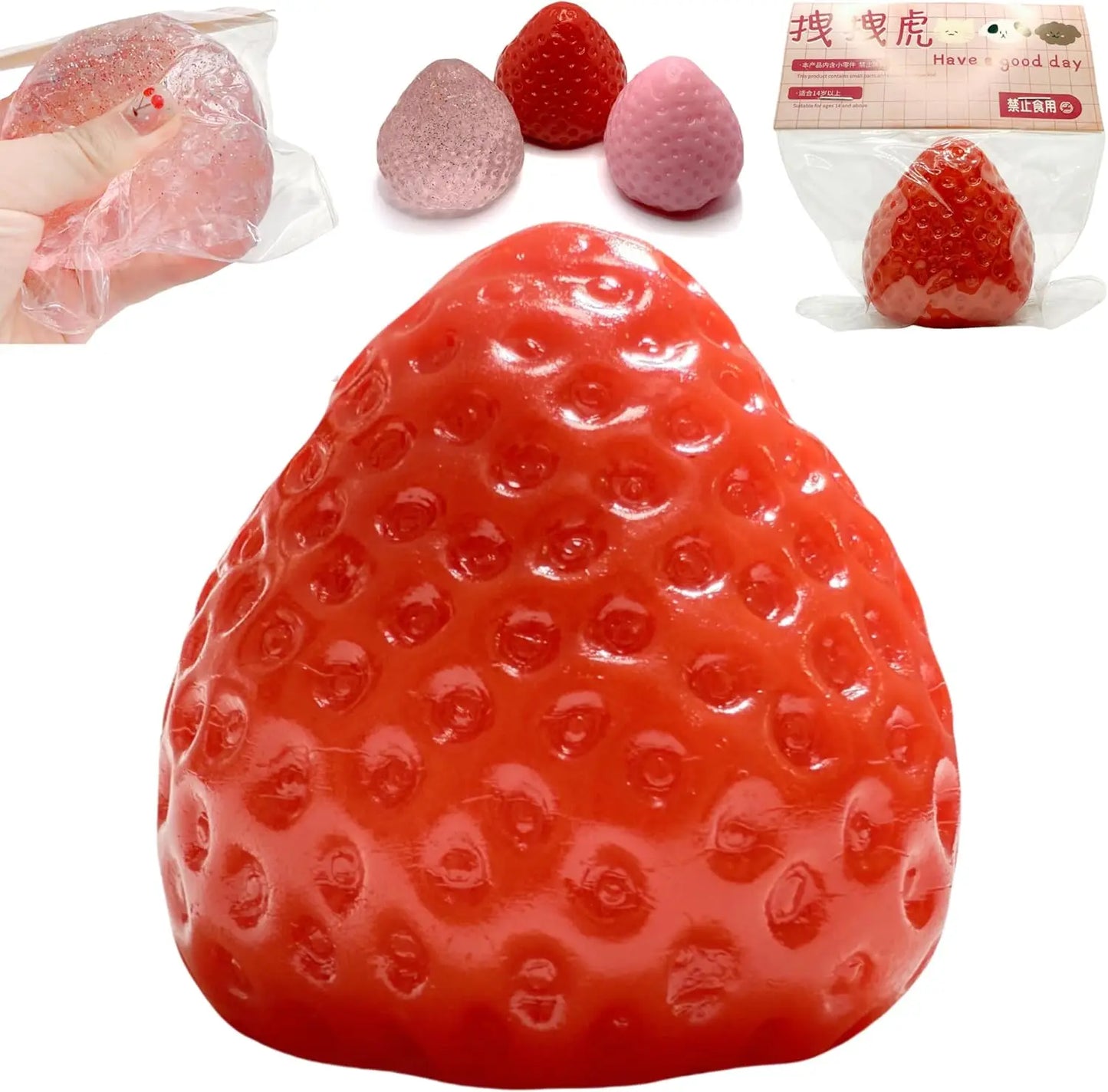 Handmade Strawberry Taba Squishy Toys, Cute Strawberry Squeeze Toys, Kawaii Strawberry Squishies Fidget Toys