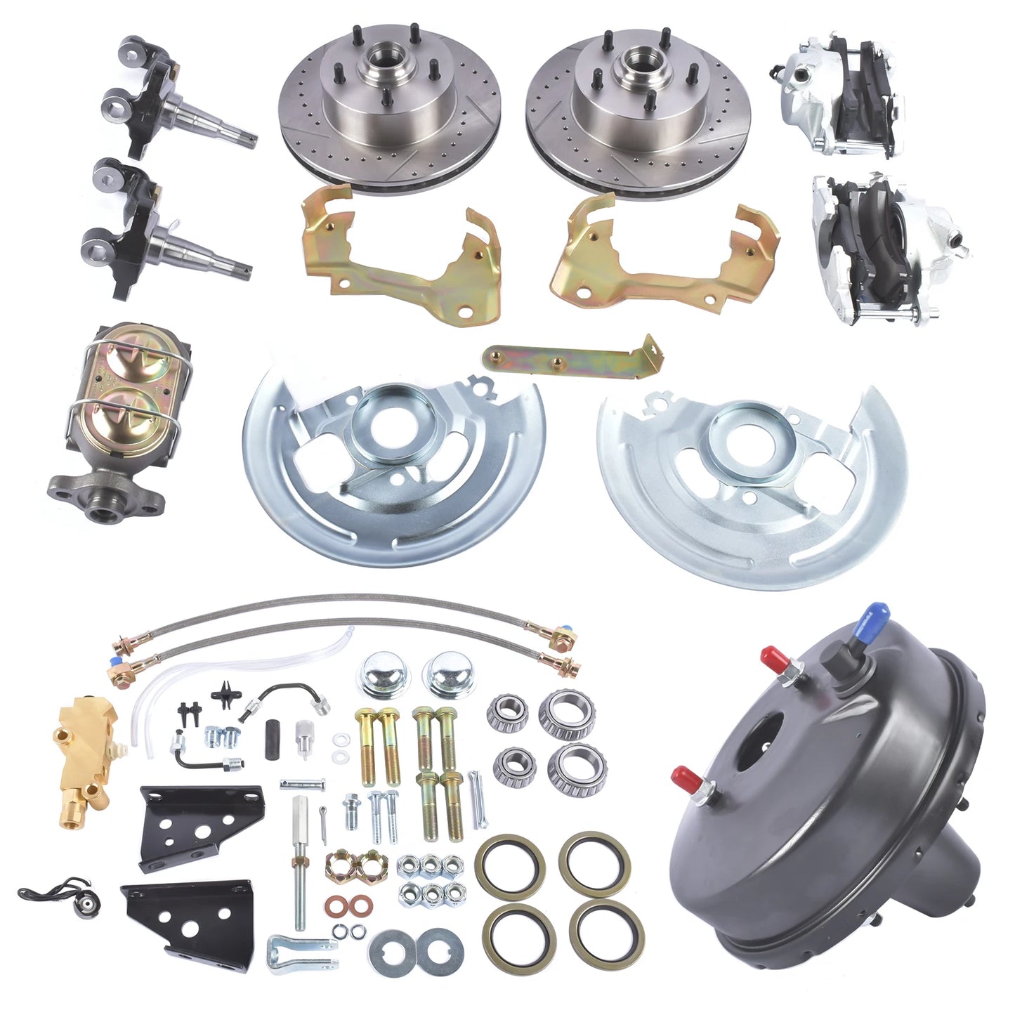 AP02 GM 4 Wheel Disc Brake Conversion Kit with Drilled and Slotted Rotors