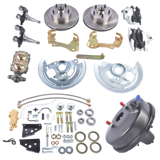AP02 GM 4 Wheel Disc Brake Conversion Kit with Drilled and Slotted Rotors