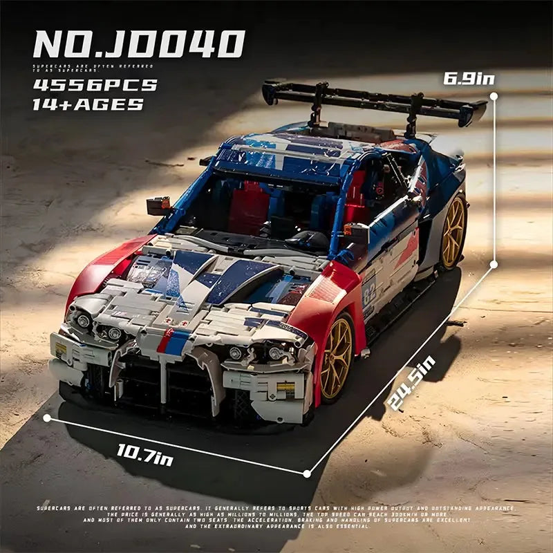 4556PCS City Technical M4 Poweful Sport Car Building Blocks MOC JD040 High-Tech Racing Sports Car M4 Model Toys Gift for Kids
